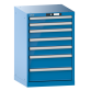 LISTA - Armoire à tiroirs 27x27E (LxPxH) 564x572x850mm 7 tiroirs (2x75/3x100/2x150) 75kg KEY Lock Bleu clair RAL 5012