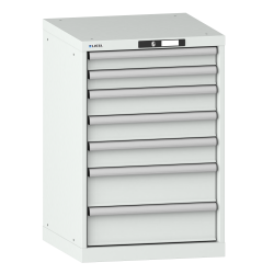 LISTA - Armoire à tiroirs 27x27E (LxPxH) 564x572x850mm 7 tiroirs (2x75/3x100/2x150) 75kg KEY Lock Gris clair RAL 7035
