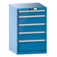 LISTA - Armoire à tiroirs 27x27E (LxPxH) 564x572x850mm 5 tiroirs (1x100/3x150/1x200) 75kg KEY Lock Bleu clair RAL 5012