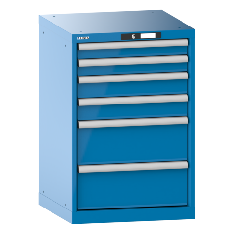 LISTA - Armoire à tiroirs 27x27E (LxPxH) 564x572x850mm 6 tiroirs (2x75/2x100/2x200) 75kg KEY Lock Bleu clair RAL 5012