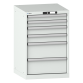 LISTA - Armoire à tiroirs 27x27E (LxPxH) 564x572x850mm 6 tiroirs (2x75/2x100/2x200) 75kg KEY Lock Gris clair RAL 7035