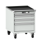 LISTA - Armoire à tiroirs mobile 27x36E (LxPxH) 564x725x723mm 4 tiroirs (1x50/2x100/1x200) 75kg roues en nylon  Ø100mm KEY Lock Gris clair RAL 7035