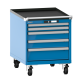 LISTA - Armoire à tiroirs mobile 27x36E (LxPxH) 564x725x723mm 5 tiroirs (2x50/2x100/1x150) 75kg roues en nylon  Ø100mm KEY Lock Bleu clair RAL 5012