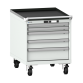 LISTA - Armoire à tiroirs mobile 27x36E (LxPxH) 564x725x723mm 5 tiroirs (2x50/2x100/1x150) 75kg roues en nylon  Ø100mm KEY Lock Gris clair RAL 7035