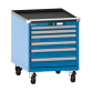 LISTA - Armoire à tiroirs mobile 27x36E (LxPxH) 564x725x723mm 6 tiroirs (2x50/2x75/2x100) 75kg roues en nylon  Ø100mm KEY Lock Bleu clair RAL 5012