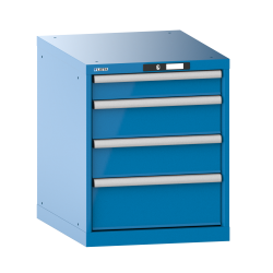 LISTA - Armoire à tiroirs 27x36E (LxPxH) 564x725x700mm 4 tiroirs (1x100/2x150/1x200) 75kg KEY Lock Bleu clair RAL 5012