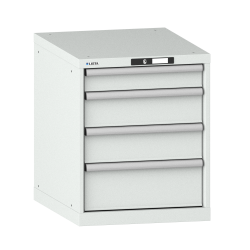 LISTA - Armoire à tiroirs 27x36E (LxPxH) 564x725x700mm 4 tiroirs (1x100/2x150/1x200) 75kg KEY Lock Gris clair RAL 7035