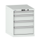 LISTA - Armoire à tiroirs 27x36E (LxPxH) 564x725x700mm 4 tiroirs (1x100/2x150/1x200) 75kg KEY Lock Gris clair RAL 7035