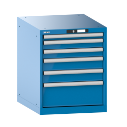 LISTA - Armoire à tiroirs 27x36E (LxPxH) 564x725x700mm 6 tiroirs (1x50/2x75/2x100/1x200) 75kg KEY Lock Bleu clair RAL 5012