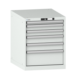 LISTA - Armoire à tiroirs 27x36E (LxPxH) 564x725x700mm 6 tiroirs (1x50/2x75/2x100/1x200) 75kg KEY Lock Gris clair RAL 7035