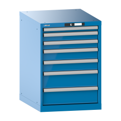 LISTA - Armoire à tiroirs 27x36E (LxPxH) 564x725x800mm 7 tiroirs (1x50/2x75/2x100/2x150) 75kg KEY Lock Bleu clair RAL 5012