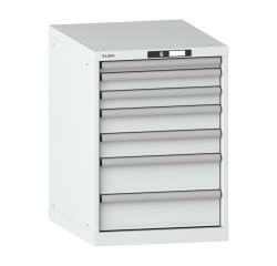 Armoire à tiroirs Lista 27 x 36E H 80 x L 56,4 x P 72,5 cm 7 tiroirs (1 x 5, 2 x 7,5, 2 x 10 et 2 x 15 cm) Key Lock