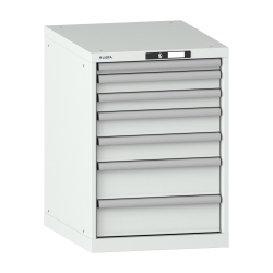 LISTA - Armoire à tiroirs 27x36E (LxPxH) 564x725x800mm 7 tiroirs (1x50/2x75/2x100/2x150) 75kg KEY Lock Gris clair RAL 7035