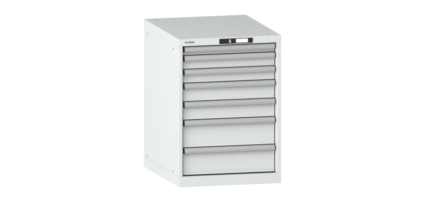 Armoire à tiroirs Lista 27 x 36E H 80 x L 56,4 x P 72,5 cm 7 tiroirs (1 x 5, 2 x 7,5, 2 x 10 et 2 x 15 cm) Key Lock