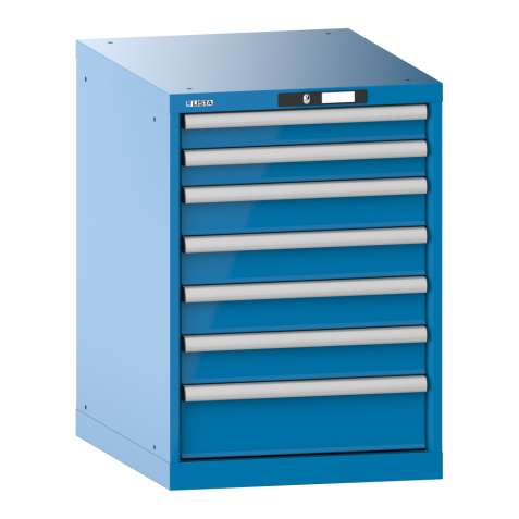 LISTA - Armoire à tiroirs 27x36E (LxPxH) 564x725x800mm 7 tiroirs (2x75/4x100/1x150) 75kg KEY Lock Bleu clair RAL 5012