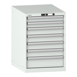 LISTA - Armoire à tiroirs 27x36E (LxPxH) 564x725x800mm 7 tiroirs (2x75/4x100/1x150) 75kg KEY Lock Gris clair RAL 7035