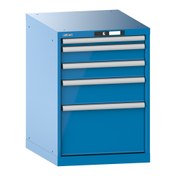 LISTA - Armoire à tiroirs 27x36E (LxPxH) 564x725x800mm 5 tiroirs (1x50/2x100/1x150/1x300) 75kg KEY Lock Bleu clair RAL 5012