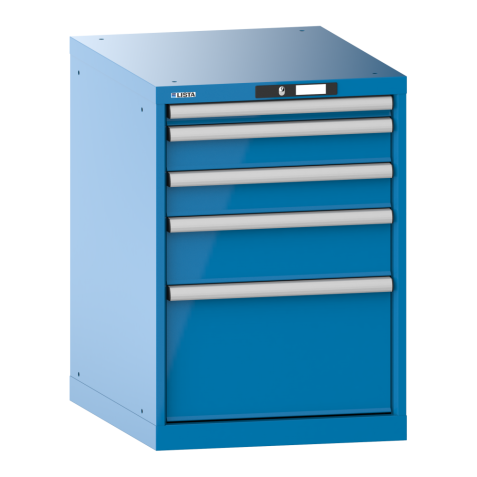 LISTA - Armoire à tiroirs 27x36E (LxPxH) 564x725x800mm 5 tiroirs (1x50/2x100/1x150/1x300) 75kg KEY Lock Bleu clair RAL 5012