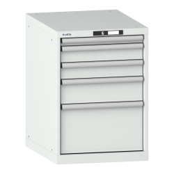 LISTA - Armoire à tiroirs 27x36E (LxPxH) 564x725x800mm 5 tiroirs (1x50/2x100/1x150/1x300) 75kg KEY Lock Gris clair RAL 7035