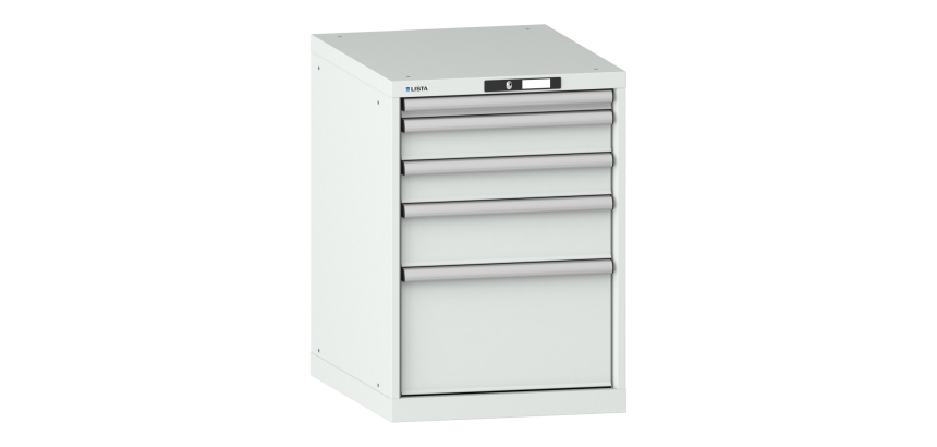 Armoire à tiroirs Lista 27 x 36E H 80 x L 56,4 x P 72,5 cm 5 tiroirs (1 x 5, 2 x 10, 1 x15 et 1 x 30cm) Key Lock
