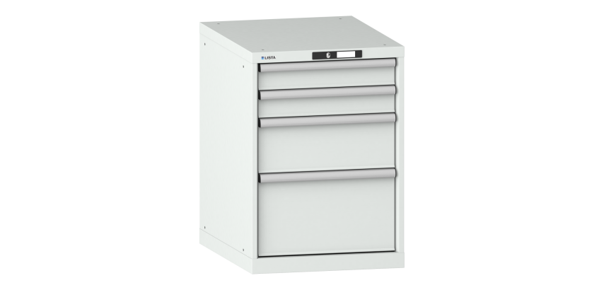Armoire à tiroirs Lista 27 x 36 E H 80 x L 56,4 x P 72,5 cm 4 tiroirs (2 x 10, 1 x 20 et 1 x 30cm) Key Lock