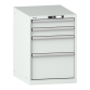 LISTA - Armoire à tiroirs 27x36E (LxPxH) 564x725x800mm 4 tiroirs (2x100/1x200/1x300) 75kg KEY Lock Gris clair RAL 7035