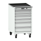 LISTA - Armoire à tiroirs mobile 27x36E (LxPxH) 564x725x990mm 7 tiroirs (1x50/2x75/2x100/2x150) 75kg roues en nylon  Ø100mm KEY Lock Gris clair RAL 7035