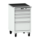 LISTA - Armoire à tiroirs mobile 27x36E (LxPxH) 564x725x990mm 5 tiroirs (1x50/2x100/1x150/1x300) 75kg roues en nylon  Ø100mm KEY Lock Gris clair RAL 7035