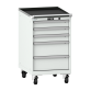 LISTA - Armoire à tiroirs mobile 27x36E (LxPxH) 564x725x990mm 5 tiroirs (3x100/2x200) 75kg roues en nylon  Ø100mm KEY Lock Gris clair RAL 7035