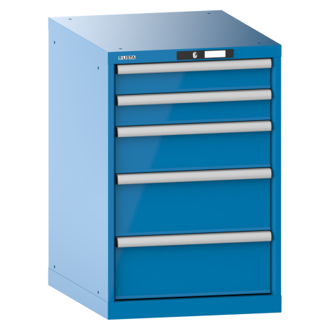 LISTA - Armoire à tiroirs 27x36E (LxPxH) 564x725x850mm 5 tiroirs (2x100/1x150/2x200) 75kg KEY Lock Bleu clair RAL 5012