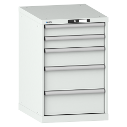 LISTA - Armoire à tiroirs 27x36E (LxPxH) 564x725x850mm 5 tiroirs (2x100/1x150/2x200) 75kg KEY Lock Gris clair RAL 7035