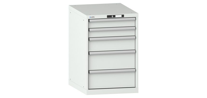 Armoire à tiroirs Lista 27x36E H 85 x L 56,4 x P 72,5 cm 5 tiroirs (1 x 10, 1 x 15 et 2 x 20 cm) Key Lock