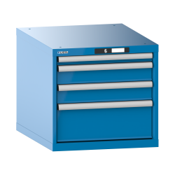 LISTA - Armoire à tiroirs 27x36E (LxPxH) 564x725x533mm 4 tiroirs (1x50/2x100/1x200) 75kg KEY Lock Bleu clair RAL 5012