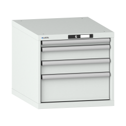 LISTA - Armoire à tiroirs 27x36E (LxPxH) 564x725x533mm 4 tiroirs (1x50/2x100/1x200) 75kg KEY Lock Gris clair RAL 7035