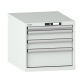 LISTA - Armoire à tiroirs 27x36E (LxPxH) 564x725x533mm 4 tiroirs (1x50/2x100/1x200) 75kg KEY Lock Gris clair RAL 7035