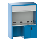 Quality Station Lista L 143,4 x P 72,5 cm, 2 portes, rideau gris, fermeture à clé