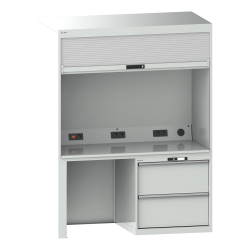LISTA - Quality Station 2x36x36E (LxPxH) 1434x725x1900mm 2 tiroirs (2x300mm, 75kg), Types FR, KEY Lock Gris clair RAL 7035