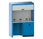 Quality Station Lista L 143,4 x P 72,5 cm, 2 portes, rideau gris, fermeture à clé