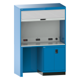 Quality Station lista H 210 x L 143,4 x P 72,5 cm, 2 portes, rideau gris, fermeture à clé