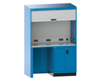 Quality Station Lista L 143,4 x P 72,5 cm, 2 portes, rideau gris, fermeture à clé