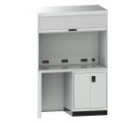 Quality Station Lista L 143,4 x P 72,5 cm, 2 portes, rideau gris, fermeture à clé