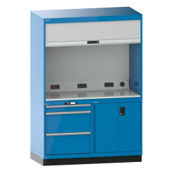 LISTA - Quality Station 2x36x36E (LxPxH) 1434x725x2100mm 3 tiroirs (1x100mm/2x300mm, 75kg), Types FR, KEY Lock Bleu clair RAL 5012