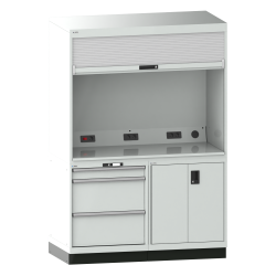 LISTA - Quality Station 2x36x36E (LxPxH) 1434x725x2100mm 3 tiroirs (1x100mm/2x300mm, 75kg), Types FR, KEY Lock Gris clair RAL 7035