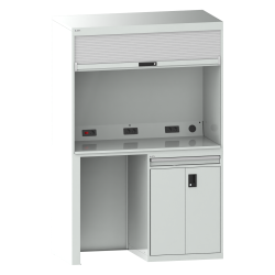 LISTA - Quality Station 2x36x36E (LxPxH) 1434x725x2200mm 1 Keyboard-tiroir, Types FR, KEY Lock Gris clair RAL 7035