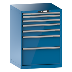 LISTA - Armoire à tiroirs 36x36E (LxPxH) 717x725x1000mm 7 tiroirs (1x50*/2x75/2x100/1x200/1x300) *75/200kg KEY Lock Bleu clair RAL 5012