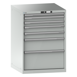 LISTA - Armoire à tiroirs 36x36E (LxPxH) 717x725x1000mm 7 tiroirs (1x50*/2x75/2x100/1x200/1x300) *75/200kg KEY Lock Gris clair RAL 7035