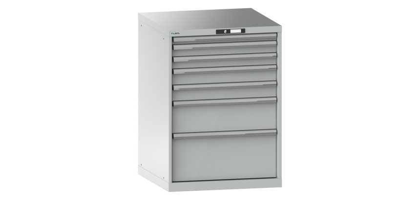 Armoire à tiroirs Lista 36x36E H 100 x L 71,7 x P 72,5 cm 7 tiroirs (1 x 5, 2 x 7,5, 2 x 10, 1 x 20 et 1 x 30 cm) Key Lock