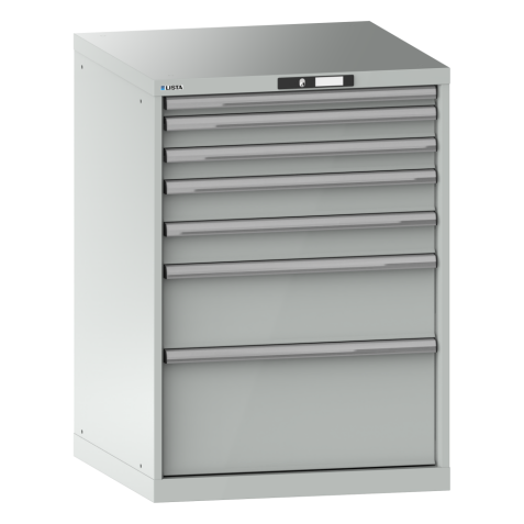 LISTA - Armoire à tiroirs 36x36E (LxPxH) 717x725x1000mm 7 tiroirs (1x50*/2x75/2x100/1x200/1x300) *75/200kg KEY Lock Gris clair RAL 7035