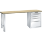 LISTA - Établi 27x36E (LxPxH) 1500x800x850mm 5 tiroirs (1x50/2x100/1x150/1x300) 75kg hêtre KEY Lock Gris clair RAL 7035