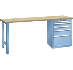 Lista - Établi 5 tiroirs plateau en hêtre H 85 x P 80 cm